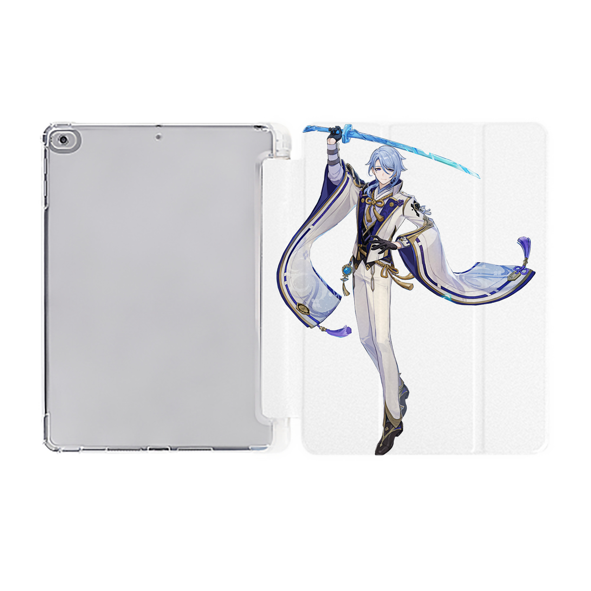 げんし神 神里綾人 かみさとあやと genshin Kamisato Ayato IPad ケース ペン収納付き 三つ折りスタンド PUレザー×シリコン 対応機種9.5/10.5/10.9インチ